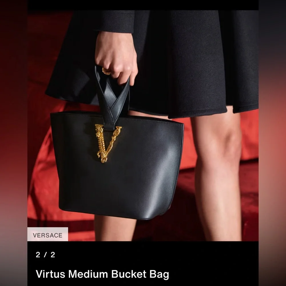 Versace Virtus Medium Bucket Bag. Back - Picture 2 of 14